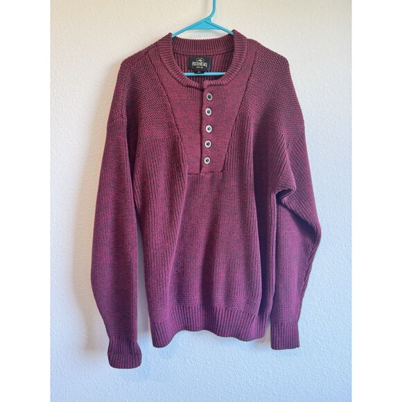 Redhead Men's Red Knit Henley Pullover Sweater Hunting Outdoor Large Tall - Picture 1 of 11